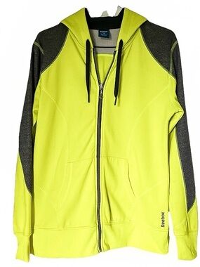 Reebok High-Visibility Yellow & Black Hooded Zip Jacket